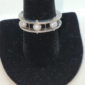 FAUX PEARL STERLING SILVER BAND